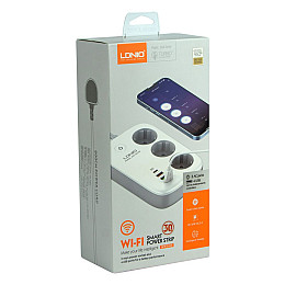 Удлинитель сетевой LDNIO SEW3452 WiFi PD / QC 3.0 3 розетки / 3USB Type-C 2 m White