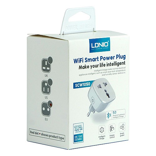 Смарт розетка LDNIO SCW1050 WiFI Smart Power Plug Блютуз v5.0 Біла