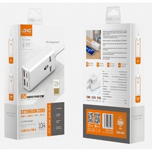 Удлинитель сетевой LDNIO SC1418 Power Strip PD/QC 65W USB/ 2 Type-C 2.5 m White