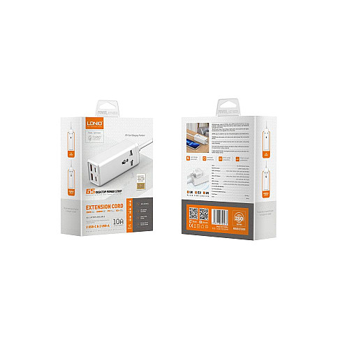 Удлинитель сетевой LDNIO SC1418 Power Strip PD/QC 65W USB/ 2 Type-C 2.5 m White
