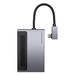 USB hub Type-C 6-in-1 BASEUS Metal Gleam CAHUB-DA0G з HDMI 4K картридером та зарядкою 100 Вт Сірий