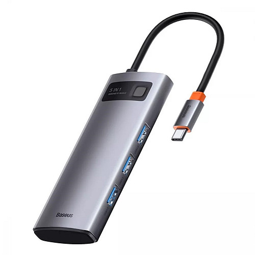 USB-хаб (концентратор) Baseus Metal Gleam Series 5-in-1 30Hz Version (Type-C to USB3.0*3, 4K HDMI, Type-C)