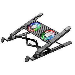 Подставка с кулером для ноутбука HOCO DH17 с RGB подсветкой Black