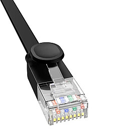 Кабель мережевий RJ45 Baseus CAT6 LAN Ethernet RJ45 плаский 12 м Black