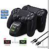 Зарядная док станция Dobe для DualShock 4 PS4 на 2 геймпада с LED подсветкой Черный