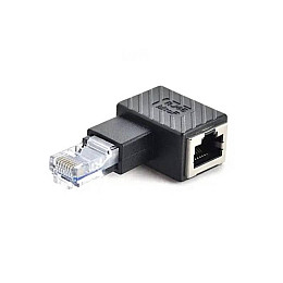 Переходник адаптер соединитель коннектор RJ45 MtoF LAN 90° Левый Чорный
