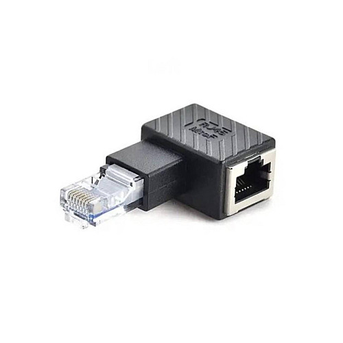 Перехідник адаптер з'єднувач конектор RJ45 MtoF LAN 90° Лівий Чорний