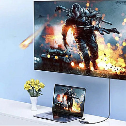 Переходник адаптер TWS 3в1 с Type-C на HDMI USB USB-C / Конвертер Full HD 1080p 4K 2K UHD