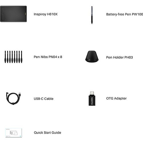 Графический планшет Huion Inspiroy H610X рабочая область 254 x 158.8 мм Черный