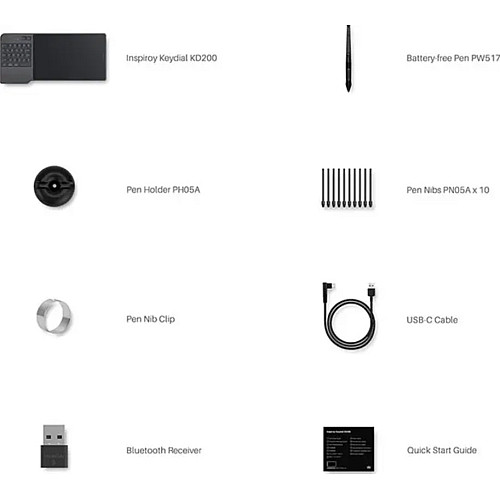Графический планшет Huion Inspiroy Keydial KD200 Bluetooth 5.0 рабочая область 226 x 143 мм Серый