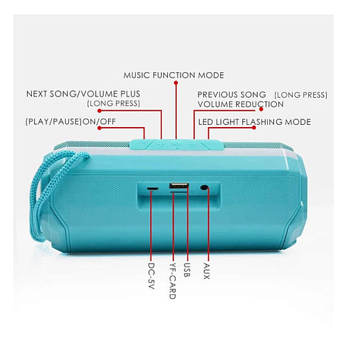 Беспроводная портативная Bluetooth колонка c LED-подсветкой T&G TG-143 FM microSD Mint