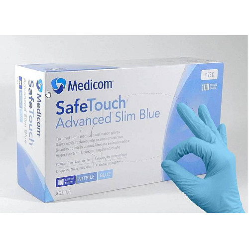 Рукавички нітрилові Medicom XS неопудрені текстуровані 50 пар Блакитні (MAS20006)