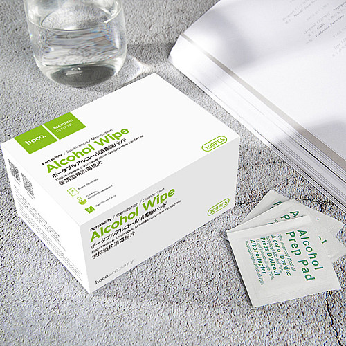 Антибактеріальні серветки HOCO Portable Alcohol Disinfection Cotton Wipes, 100 шт