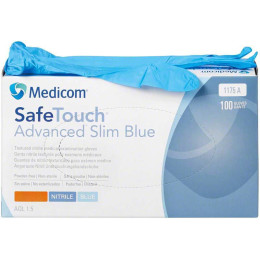 Нітрилові рукавички Medicom SafeTouch Advanced Slim Blue розмір XS 100шт/уп