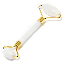 Роликовый массажёр Facial Massage Roller Gua Sha Нефрит 14.5х6 см Белый