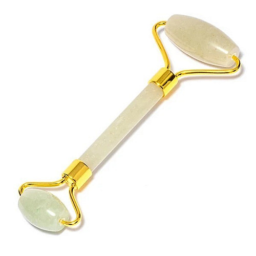 Роликовый массажёр Facial Massage Roller Gua Sha Нефрит 14.5х6 см Зеленый