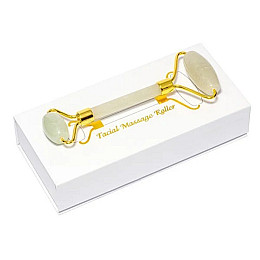 Роликовый массажёр Facial Massage Roller Gua Sha Нефрит 14.5х6 см Зеленый