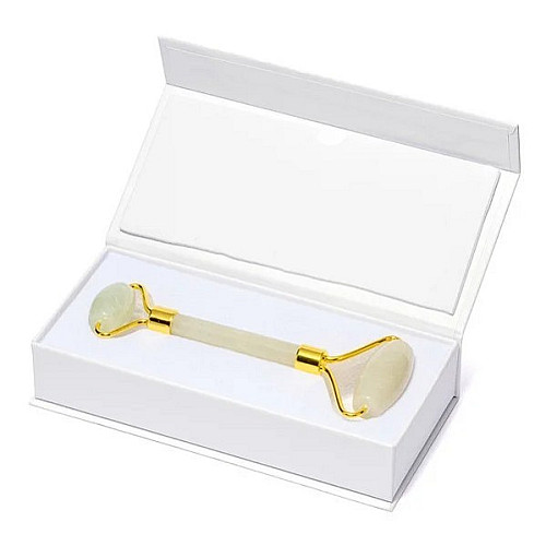 Роликовый массажёр Facial Massage Roller Gua Sha Нефрит 14.5х6 см Зеленый