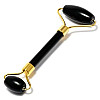 Роликовий масажер Facial Massage Roller Gua Sha Обсидіан 14.5х6 см Чорний