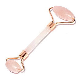 Роликовый массажёр Facial Massage Roller Gua Sha 14.5 см Розовый Кварц