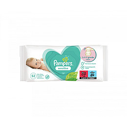 Дитячі вологі серветки Pampers Sensitive 52 шт