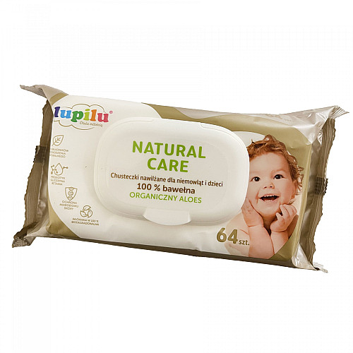 Детские влажные салфетки Lupilu Natural Care с клапаном 64 шт