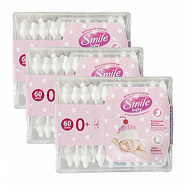 Детские ватные палочки Smile baby 180 шт с ограничителем