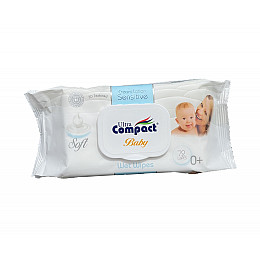 Вологі дитячі серветки Ultra Compact Baby Sensitive 72 шт 0+ з клапаном