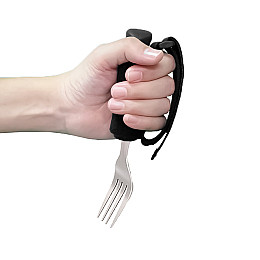 Столовий набір для людей з трімором або артритом вилка ложка з фіксатором Lesko MS-3 3 предмети Чорний (11143-61395)