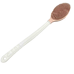 Щітка масажна силіконова з довгою ручкою для душу та ванни Titiz Plastik GP-152 рожева з білим