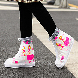 Детские резиновые бахилы Lesko 2XL 25,5 см Розовый Две принцессы (15359-hbr)