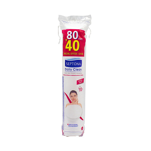 Ватні диски Septona Daily Clean 80+40 шт