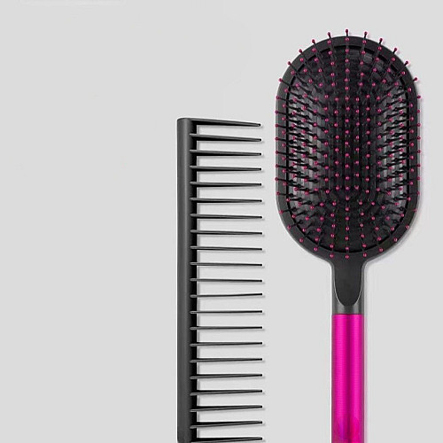 Набор расчесок для укладки волос профессиональный распутывающий Basic Beauty Черный с розовым (HC-BP)
