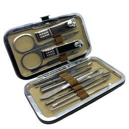 Маникюрный и педикюрный набор дорожный 11в1 11 предметов в футляре Beauty nail Черный (M-11)