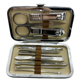 Маникюрный и педикюрный набор дорожный 11в1 11 предметов в футляре Beauty nail Черный (M-11)