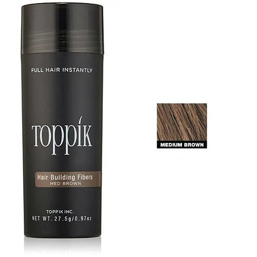 Загущувач для волосся пудра Toppik Hair Building Fibers каштановий medium brown 27. 5 г (mb-03)