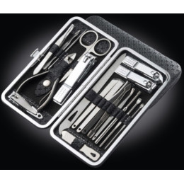 Маникюрный и педикюрный набор19 в 1 в футляре Beauty nail 19 предметов Черный ( M-19 )