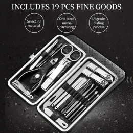 Маникюрный и педикюрный набор19 в 1 в футляре Beauty nail 19 предметов Черный ( M-19 )