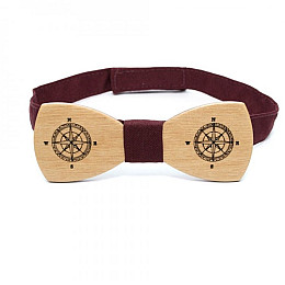 Дерев'яна Краватка Метелик Gofin Компас (GBDH-8183)