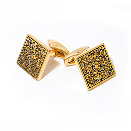 Запонки золотистые с узором (Zph-1222)