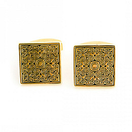 Запонки золотистые с узором (Zph-1222)