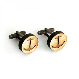 Дерев'яні Запонки Круглі Якір Звичайний DZP-0608