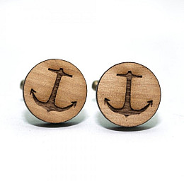 Дерев'яні Запонки Круглі Якір Звичайний DZP-0608