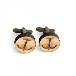 Дерев'яні Запонки Круглі Якір Звичайний DZP-0608