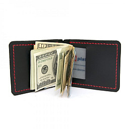 Шкіряний затискач для грошей Gofin Чорний (SKG-10015)