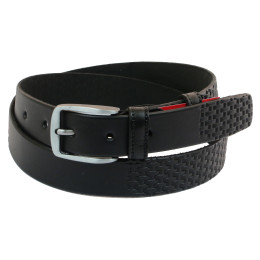 Шкіряний ремінь Skipper 110-130 x 3.5 см Чорний (1018-35)