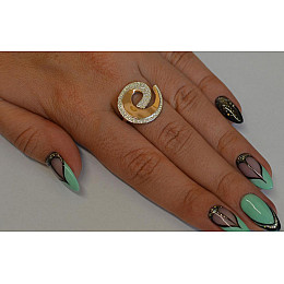 Кільце Sil срібне із золотом 095к 18.5 Білий (Sil-358)