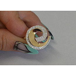 Кільце Sil срібне із золотом 095к 18.5 Білий (Sil-358)