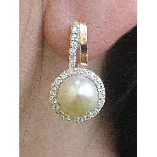 Серебряные серьги Sil с жемчугом 104s-1 Белый (Sil-912)