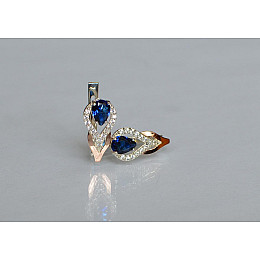 Серебряные серьги Sil с золотыми накладками 132s-6 Танзанит (Sil-721)